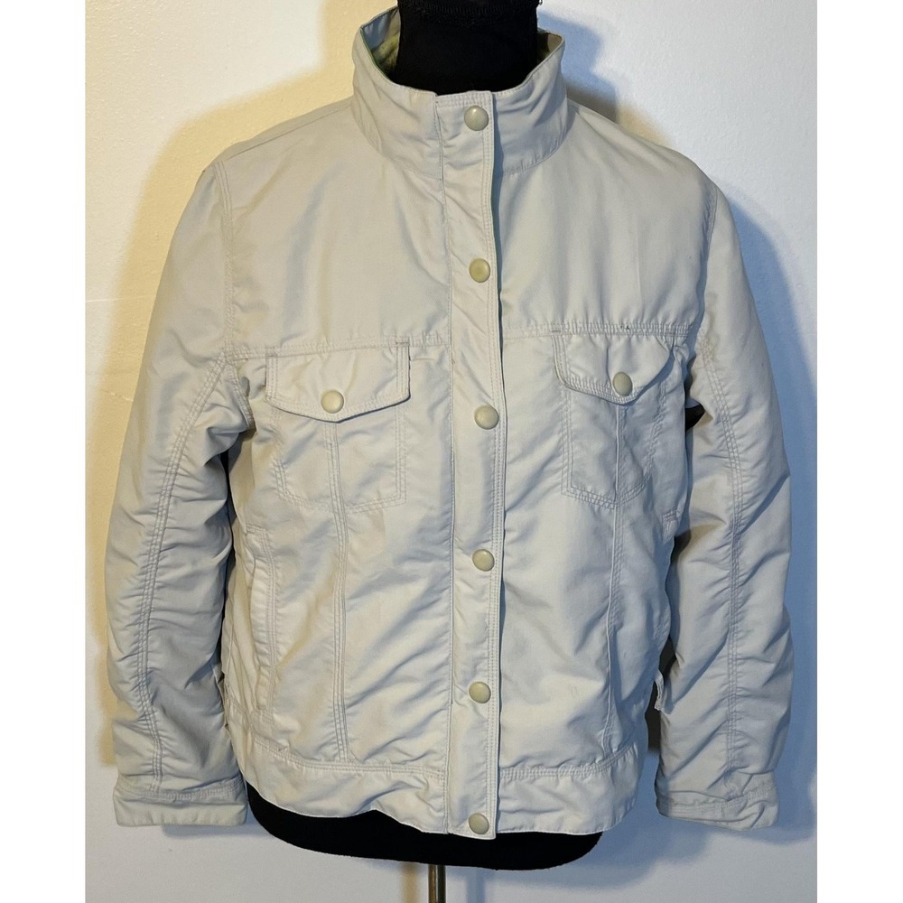 L.L.Bean Jacket Womens Petite Medium White Full Zip Fleece Lined Insulated Warm - Picture 3 of 16